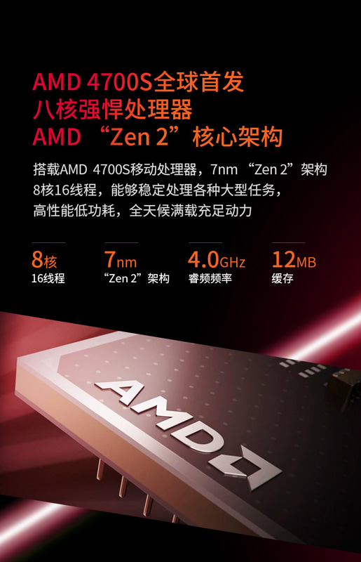 Ryzenといったブランドが付かないミステリアスな「AMD 4700S」プロセッサ。Zen 2アーキテクチャで、最大4GHzで動作するという