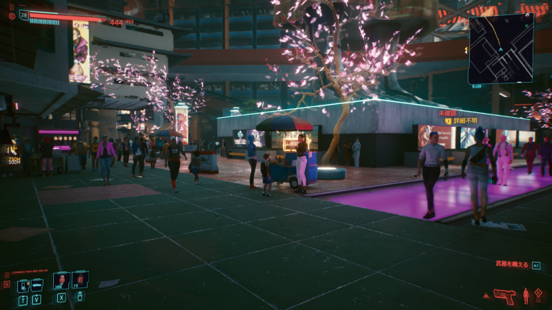 DXR有効だが左はDLSSなし、右はDLSS“パフォーマンス”時の比較。画面解像度はフルHDだが内部解像度は960×540なので、パフォーマンスは上がるがタイルの継ぎ目に若干ジャギーのようなものが見える