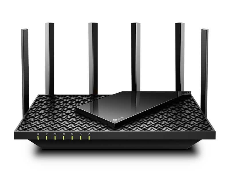 <a href="https://www.tp-link.com/jp/home-networking/wifi-router/archer-ax73/" class="n" target="_blank">製品ページのURL</a><br>店頭価格：1万3,000円前後<br>有線：WAN 1Gbps×1、1Gbps×4(うち2ポートリンクアグリゲーション対応)<br>無線：5GHz(4×4) - 4,804Mbps、2.4GHz(2×2) - 574Mbps<br>アンテナ：外部アンテナ×6<br>本体サイズ：272.5×147.2×49.2mm(幅×奥行き×高さ)<br>重量：不明<br>その他：USB 3.0ポート×1、メッシュネットワーク対応(OneMesh)、端末単位のQoS、LEDオン/オフボタンなど