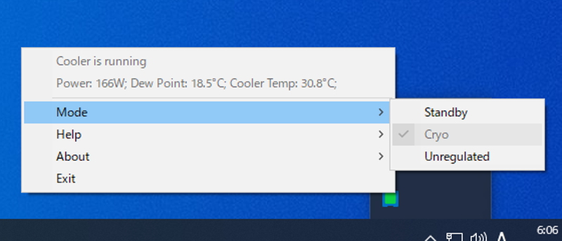 露点温度18.5℃に対し、クーラー温度が30.8℃という条件では、ペルチェ素子を最大限(166Ｗ)に動作させている