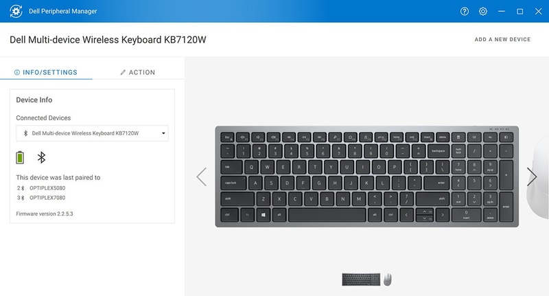 「Dell Peripheral Manager」ユーティリティで接続の管理やマウスボタンの割り当て、DPI設定などができる。