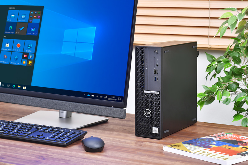 スモールシャーシを採用する評価機のOptiPlex 5080 SFF。容積約7.9Lの省スペース性とビデオカードや光学ドライブも搭載できる拡張性を両立している