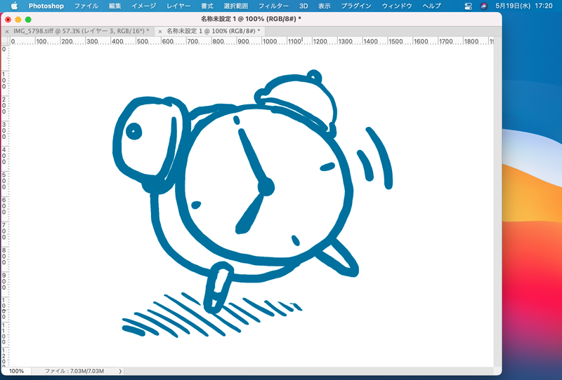 ちょっとしたイラストなら、Sidecarでも十分描けます。とはいえ、ストロークの速度を上げていくと反応が追いつかなくなってくるので注意。なお、ワイヤレスで利用した場合とケーブルをつないだ場合で表示速度や描き心地を比べてみましたが、どちらも明確な差は感じませんでした