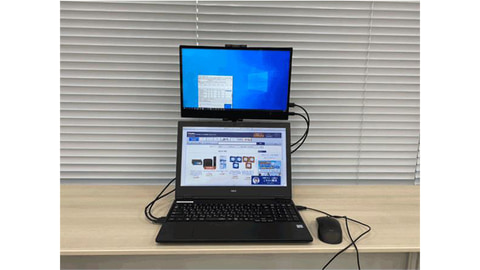 ノジマ、縦2画面配置も可能なモバイルディスプレイスタンド - PC