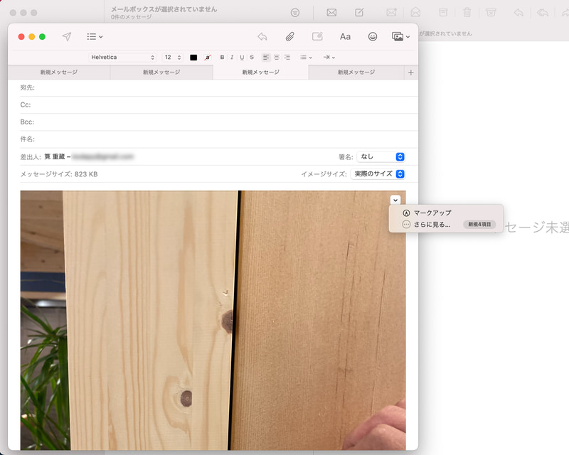 iPhone/iPad上で「写真を使用」をタップすればMac側に画像が挿入されます。この状態から、さらにマークアップ機能を使って図を書き込むことも可能です