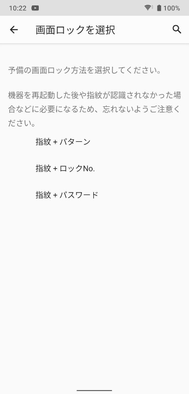 画面ロックを選択