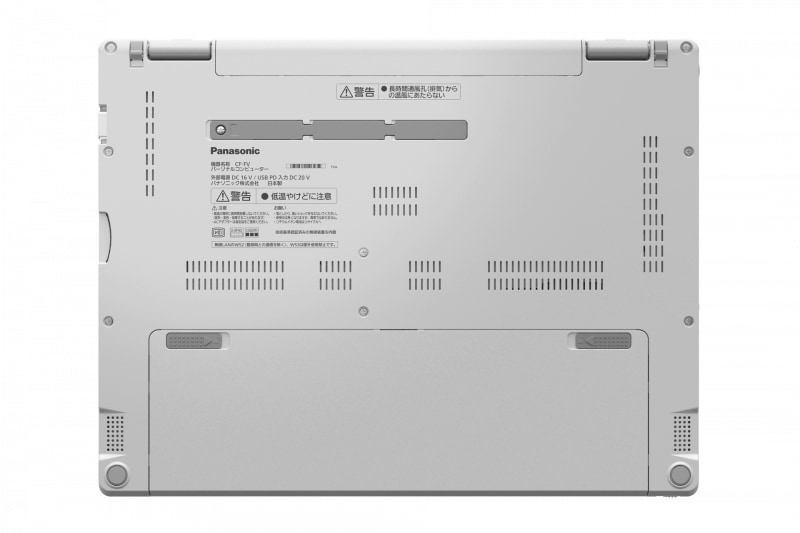 底面。フットプリントは308.6×235.3mm(幅×奥行き)。縦長ディスプレイ採用で奥行きはやや長いが、それでも13型クラスとほぼ同等のコンパクトさとなっている