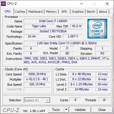 CPUはノートPC向けハイエンドの「Core i7-11800H」。TDP 45Wと高クロック動作により、ゲーム・クリエイティブ問わず使っていける