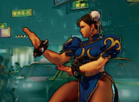 低画質設定ほどスケーリング解像度が低くなり、ボヤッとした画面に。影やエフェクトの効果も弱くなる。もちろん画質がプレイに影響することはないが、画質「低」だとキャラクターの輪郭もザラっとしてしまう<br>(c)CAPCOM U.S.A., INC. 2016, 2021 ALL RIGHTS RESERVED.