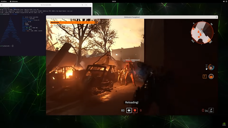MediaTekのArm CPU「Kompanio 1200」とGeForce RTX 3060上で動く、Wolfenstein: Youngblood
