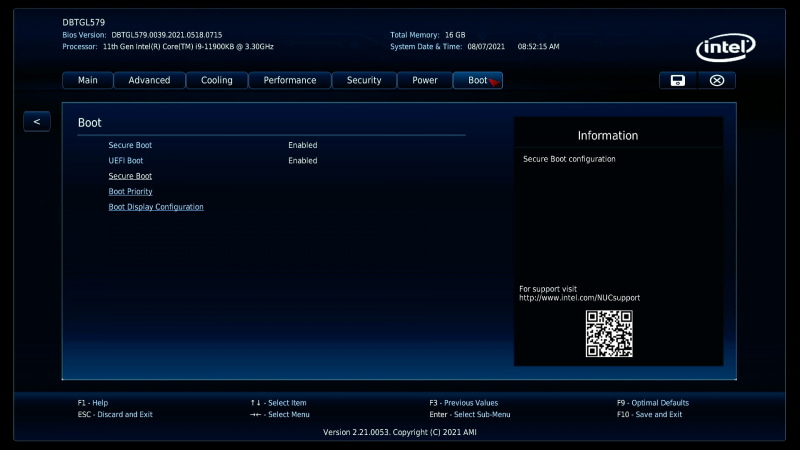 BIOSのBootタブの画面