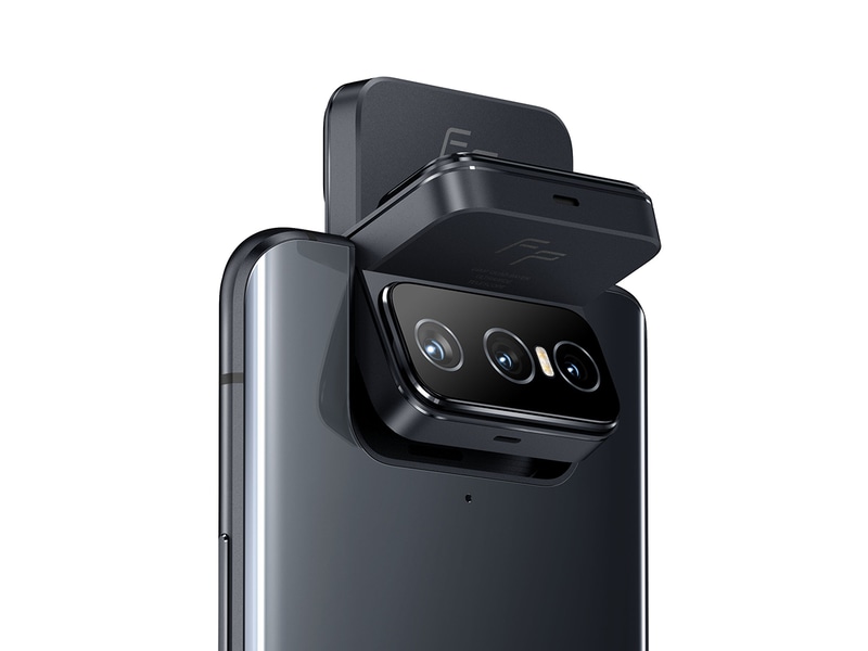 前面/背面兼用のフリップカメラはモーターで180度回転する