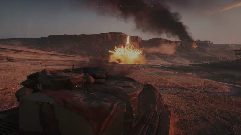 次のシーンは戦車での戦闘シーンだ。いきなり戦車の操縦を迫られるが、意外と簡単に操作出来て安堵する