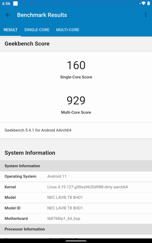 GeekBench 5.4.1(Single-core / Multi-core)。160 / 929