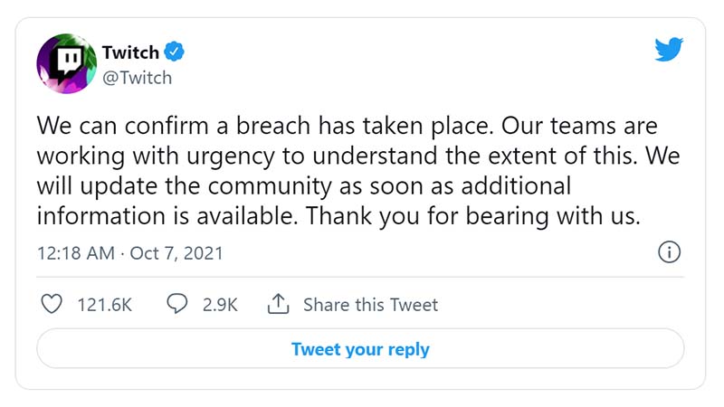 Twitch公式Twitterによる声明