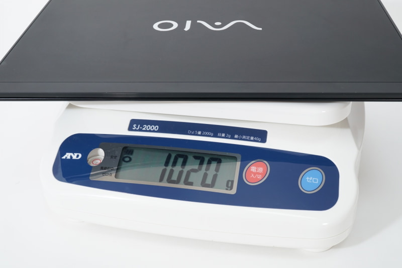 新SX14タッチパネル搭載モデルの重量は実測で1,020gだった