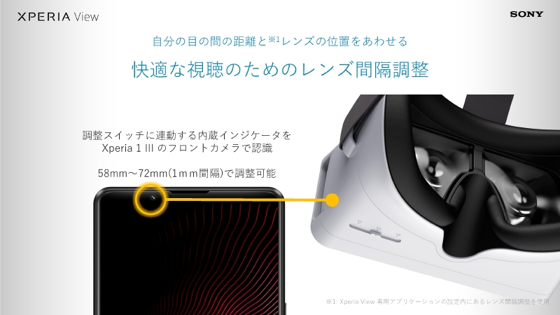 Xperiaの前面カメラを利用して、利用者の目に合わせた最適なレンズ感覚調整が可能