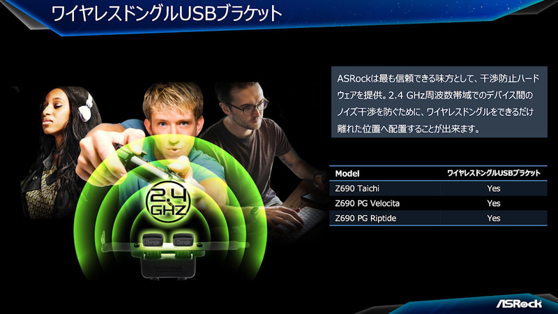 2.4GHz無線デバイスの干渉を抑える専用ブラケットも