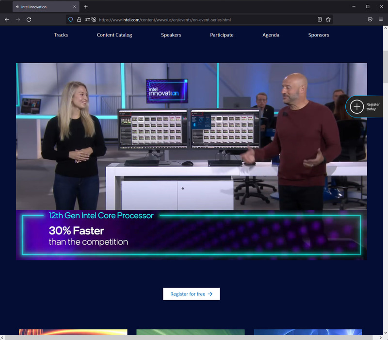 Intel InnovatiONのデモでは、Lightroom＋Premiere Proのマルチタスク環境で、第12世代CoreがRyzenよりも30%速いというデモが行なわれた