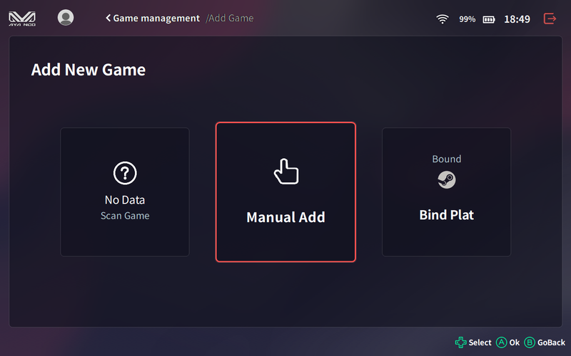 スキャンしても出てこないゲームは手動で追加できる