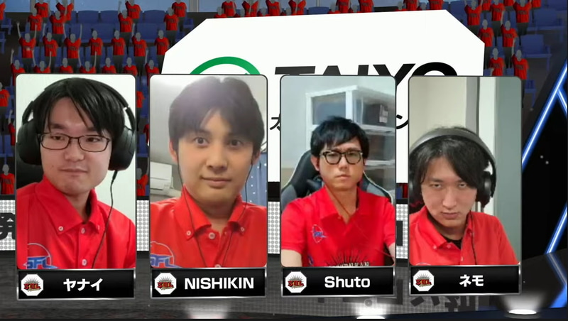 ホームのSaishunkan Sol 熊本の出場メンバーはネモ、Shuto、NISHIKIN、ヤナイ