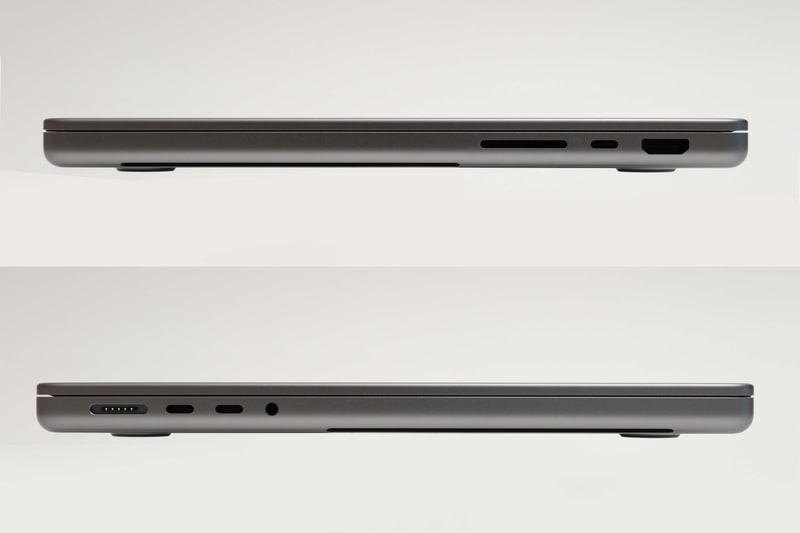 右側面にはSDXCメモリーカードスロット、Thunderbolt 4、HDMI、左側面にはMagSafe 3ポート、Thunderbolt 4×2、3.5mmヘッドフォンジャックを配置