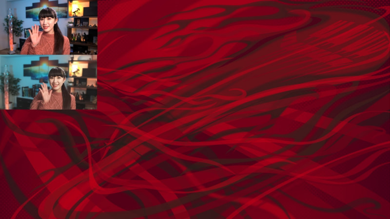 ワイプとして使うのを想定したサイズに変換して録画。上がα6600、下がFaceCam