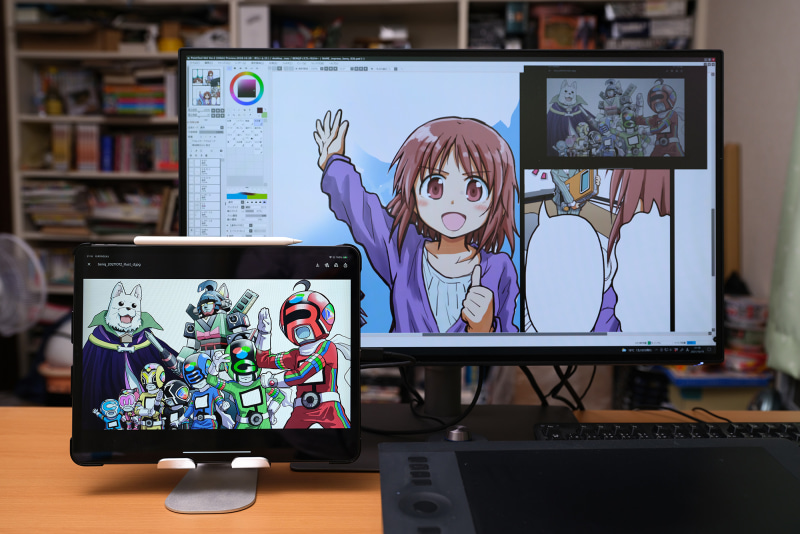 Thunderbolt 3対応のiPadなら、ケーブル1本で繋ぐだけで充電だけでなく、ディスプレイ出力もできる(複製表示のみ)。PIP機能に加えて、KVM機能によってPCキーボードが使用できるのもポイントだ