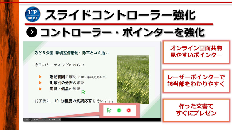 コントローラやポインタも搭載し、プレゼンテーションが行なえる