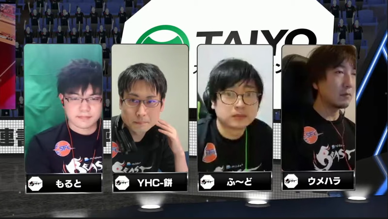 ホームはMildom Beastで、出場メンバーはウメハラ、ふ～ど、YHC-餅、もると