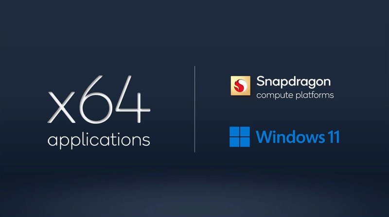 Windows 11からはx64アプリがArm版Windowsでも動くようになった。Windows 10までは32bitのx86アプリだけが動作可能だった(出典：Qualcomm)