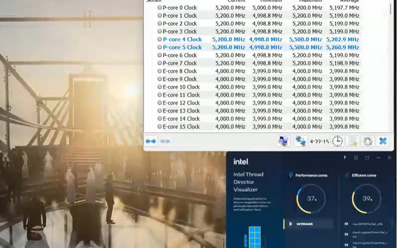 KSシリーズのデモ、確かに2つのPコアが5.5GHzに達していることが分かる