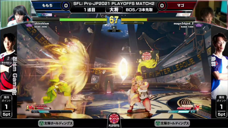 ももちルークとマゴキャミィの大将戦。2021年末に実装された新キャラ、ルークがSFL2021に初登場だ。ルークは飛び道具、サンドブラストがかなり強力