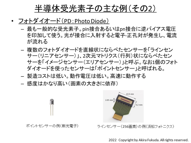 半導体受光素子の主な例(その2)。フォトダイオード(PD)の概要