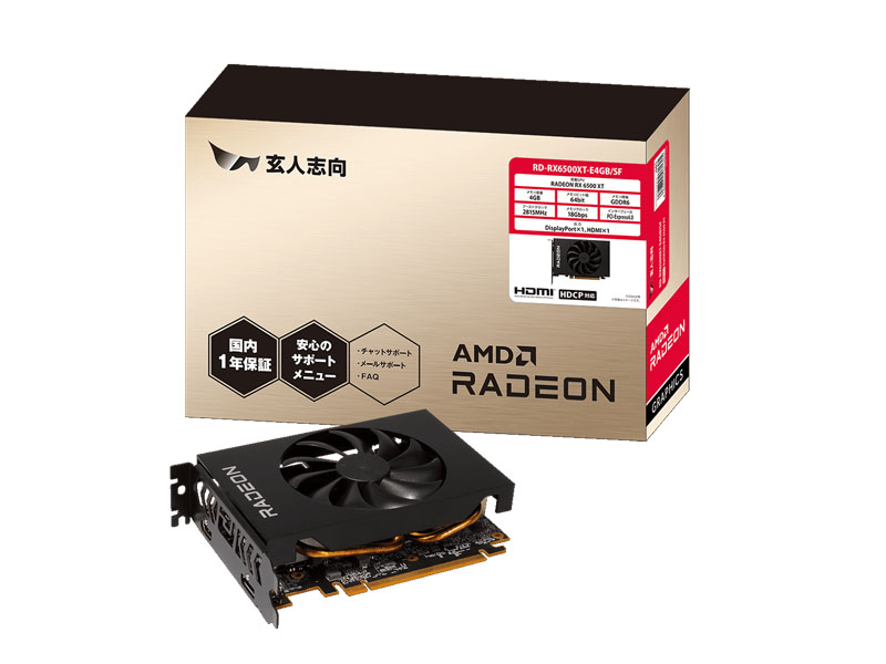玄人志向の「RD-RX6500XT-E4GB/SF」