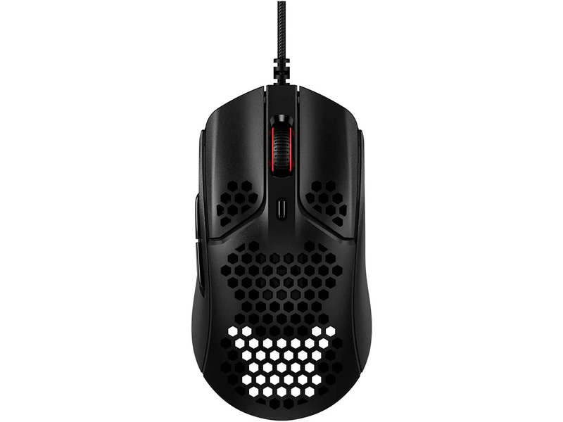 <a href="https://www.hyperxgaming.com/jp/mice/pulsefire-haste-gaming-mouse">製品ページのURL</a><br>実売価格：6,000円前後●接続方式：有線●ボタン数：6●センサー：PixArt PAW3335●解像度：16,000DPI●最大加速度：40G●最大速度：450IPS●ポーリングレート：1,000Hz●サイズ：66.8×124.2×38.2mm●重量：59g