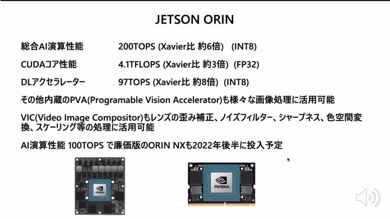 Jetson ORINの演算能力はXavierの約6倍