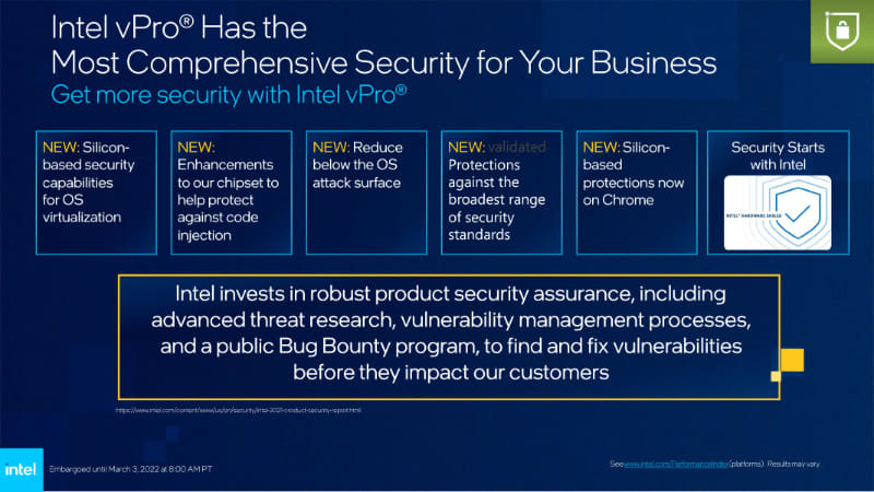 セキュリティでは、チップセットやシリコンから強化を図っている