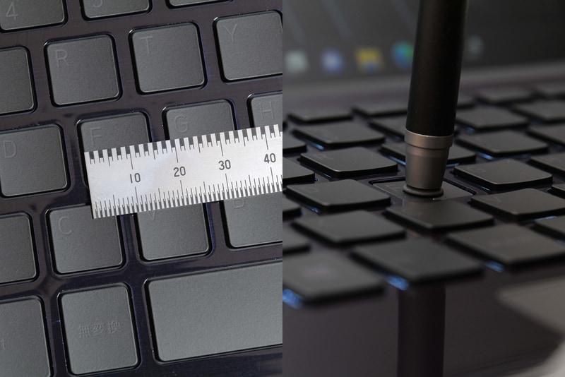 キーピッチは約19mm、キーストロークは約1.5mm