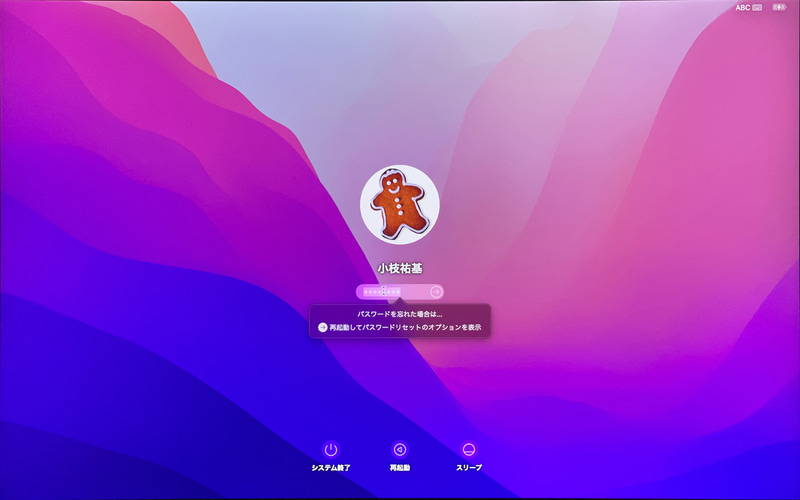 ログインパスワードの入力を3回間違うと、リセットオプションが表示されます。「再起動してパスワードリセットのオプションを表示」をクリックします	
