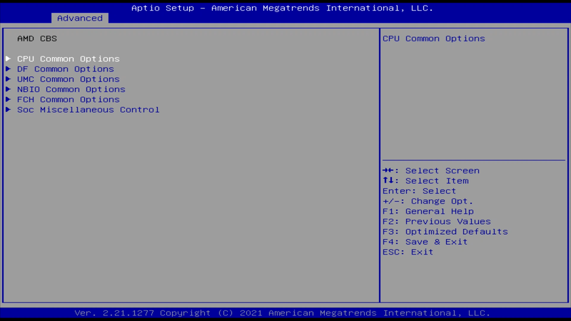 AMD CBSの設定項目