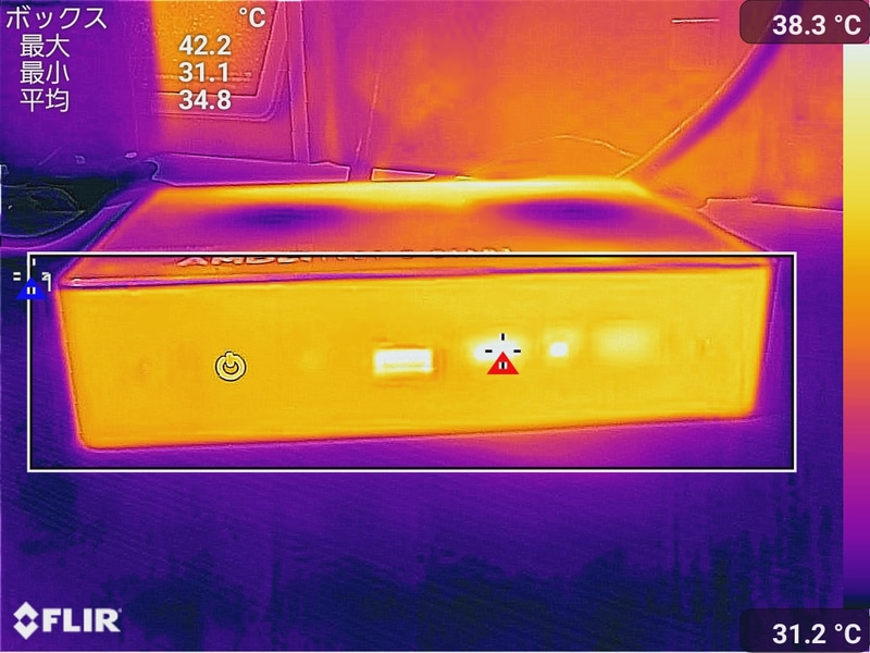 本体前面の最大温度は42.2℃