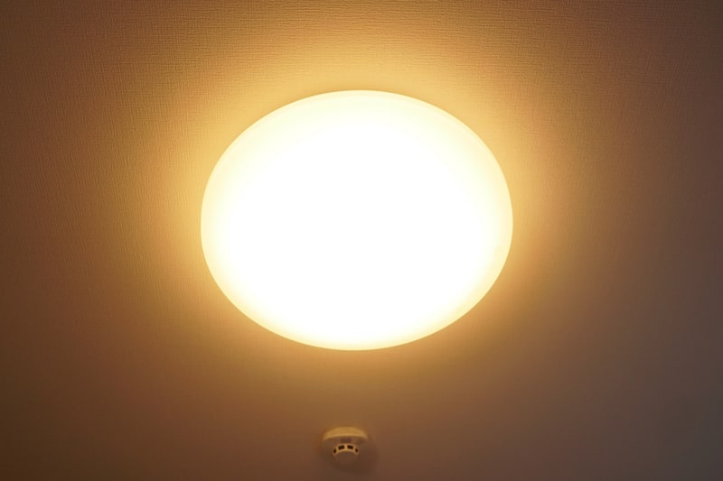 筆者宅のシーリングライト。こういうオレンジっぽい電球色は動画のメイン照明には向かない