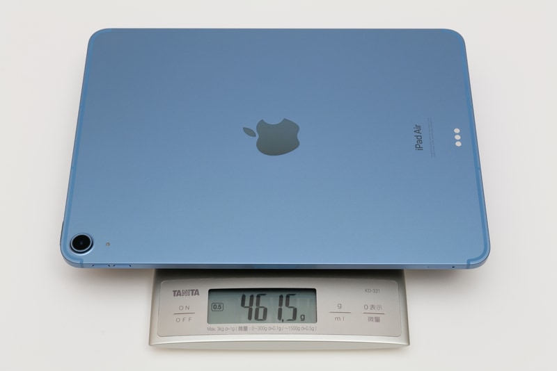 iPad Air本体の実測重量は461.5g