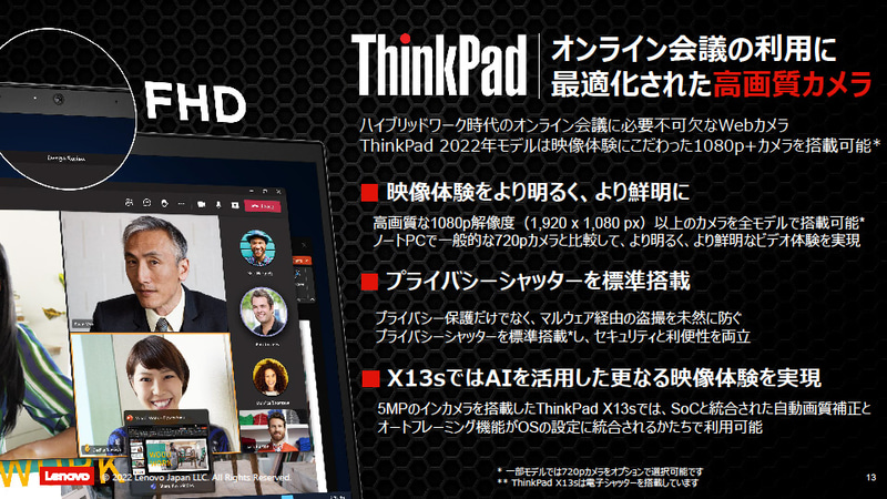 フルHDカメラが選択可能