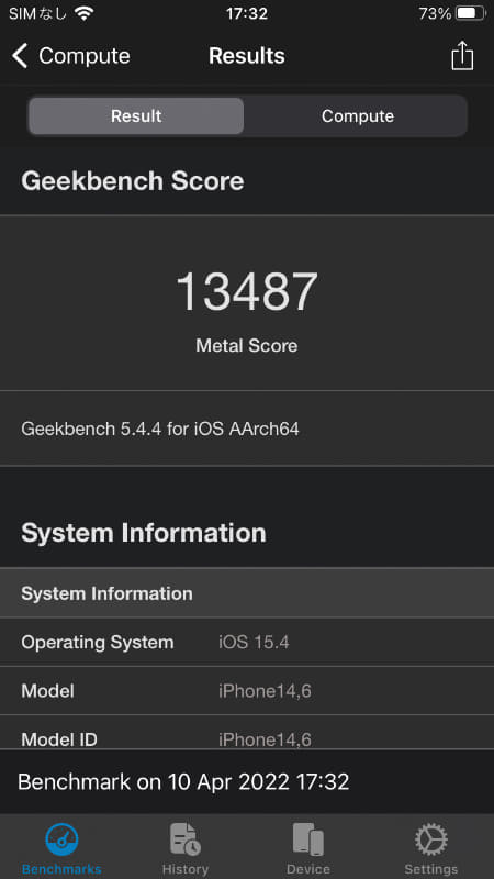 GeekBench 5(Metal)。13,487(6,336)