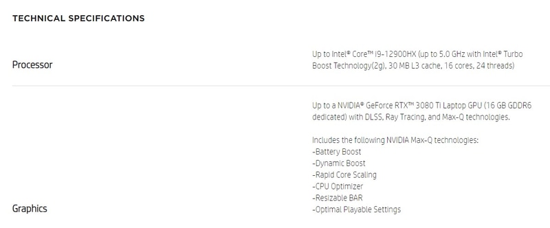 Core i9-12900HXの記述