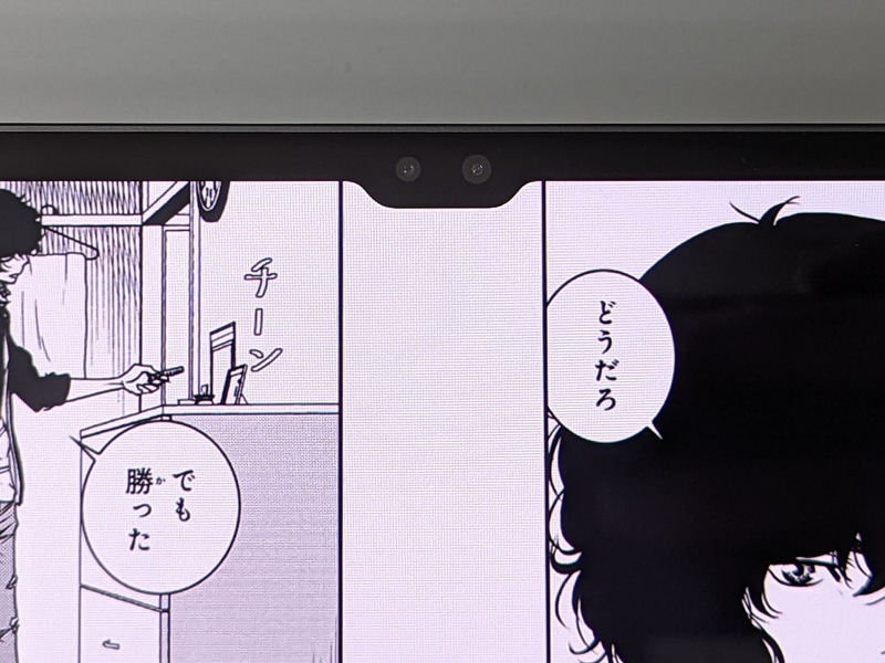 画面が横向きであれば、ノッチは見開き中央のノドにかかるのでそれほど気にならないが、縦向きだと気になることはある
