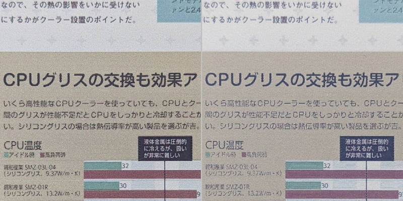 背景に色が敷いてあるテキストも視認性は向上しているが、画面上の白背景でのテキストに比べるとまだまだという印象