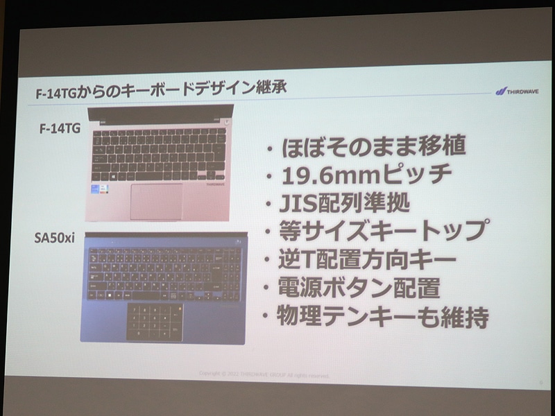 T-14TGから継承したキーボードの特徴